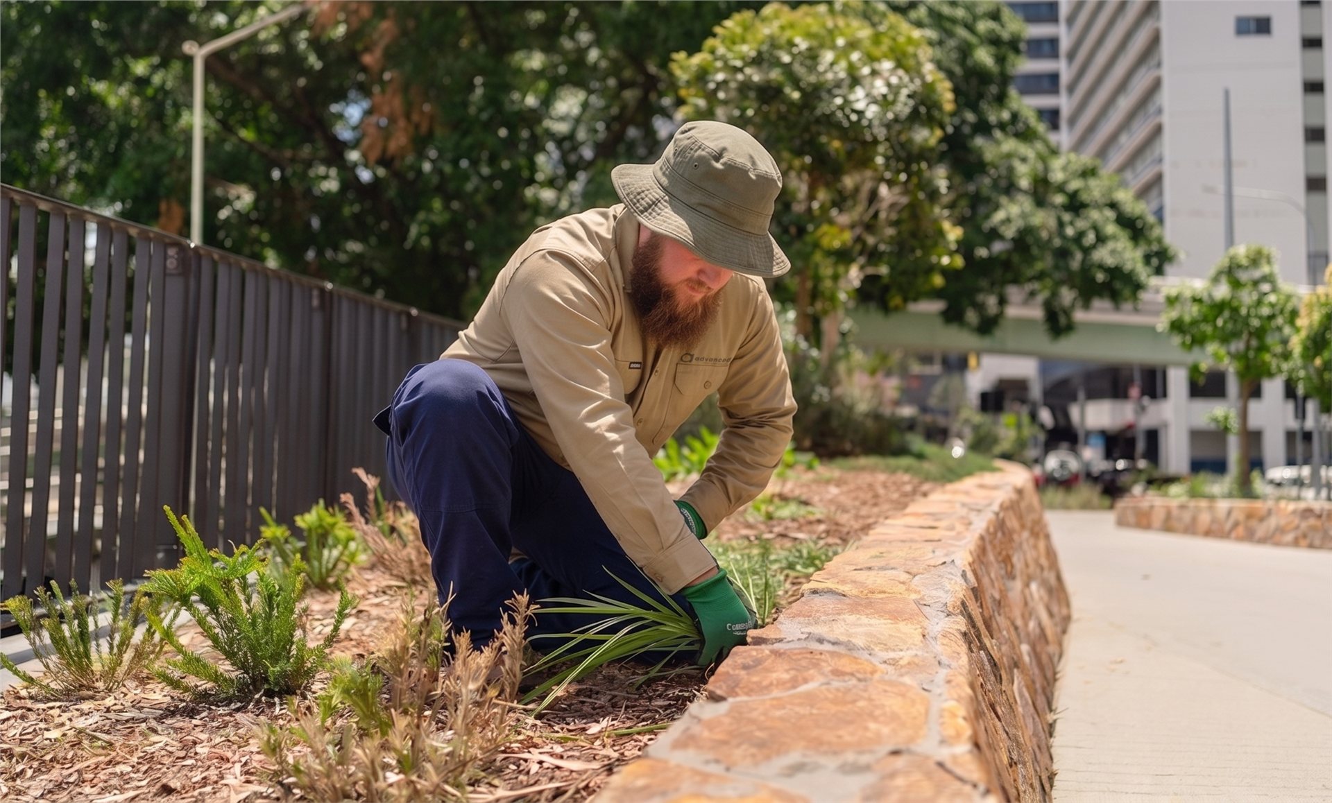 Senior landscaper leading a project on site