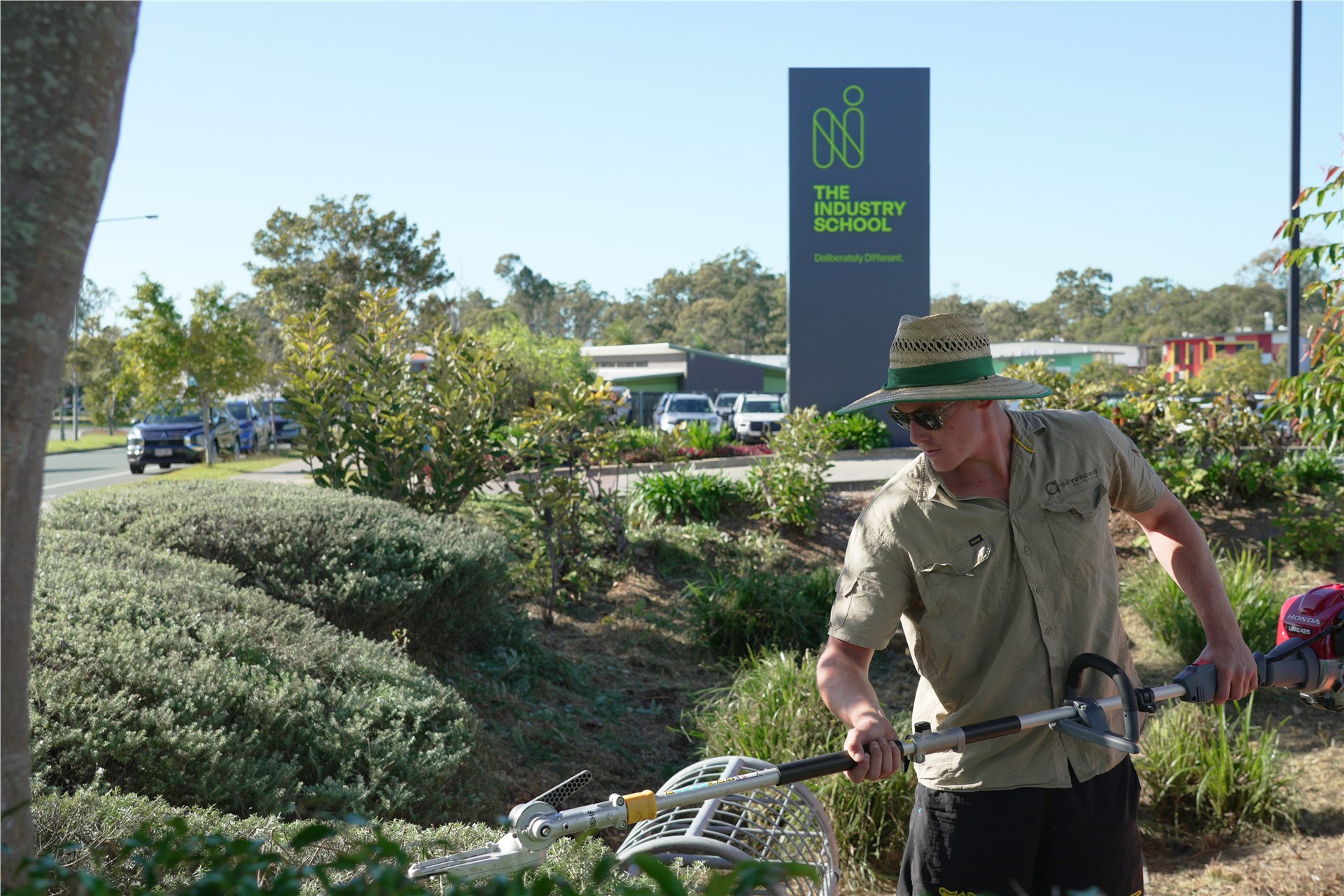 Advanced Landscaping team member on a commercial landscaping project